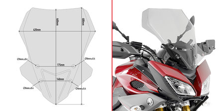 GIVI windscherm D2122S voor MT-09 Tracer (smoke)