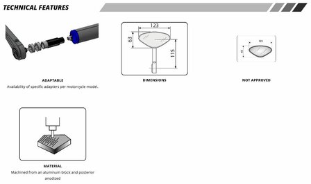 Puig Stuureind spiegel model Hi-Tech IV zwart (Per stuk)