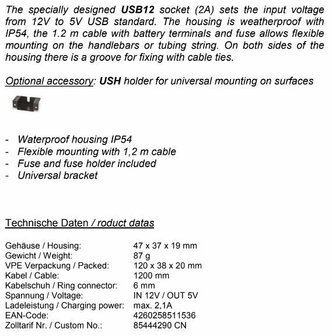 BAAS USB aansluiting/socket 2A 12V - 5V