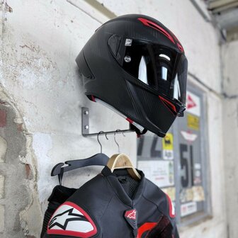 Gray steel X3 helmet &amp; gear wall mount Gun Metal