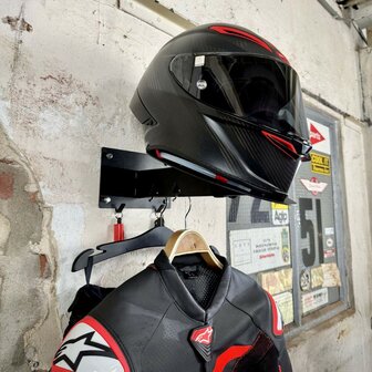 Gray steel X5 helmet &amp; gear wall mount Matt Black