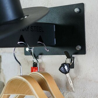 Gray steel X5 helmet &amp; gear wall mount Matt Black