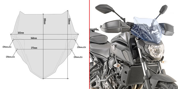 GIVI windscherm A2140BL voor MT-07  (Ice)