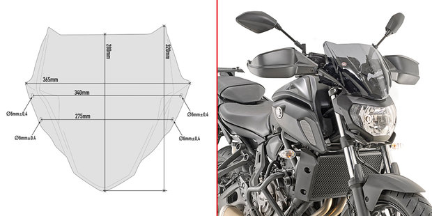 GIVI windscherm A2140 voor MT-07  (smoke)