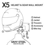 Gray steel X5 helmet & gear wall mount Matt Black